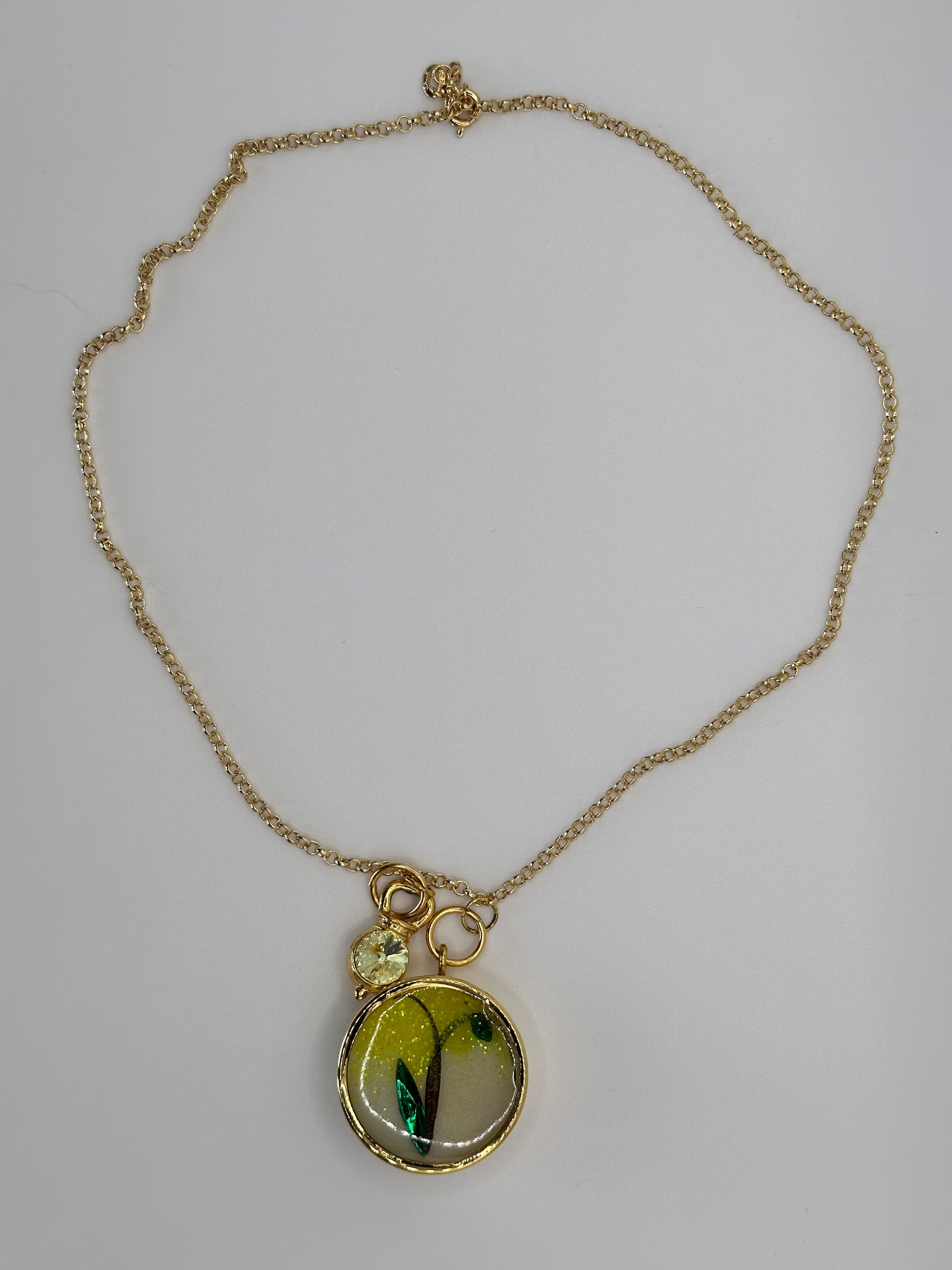 Chain with Copita Yellow and Green Resin Gold Plated