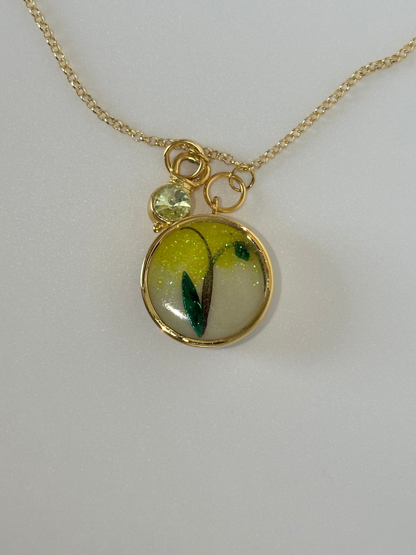 Chain with Copita Yellow and Green Resin Gold Plated