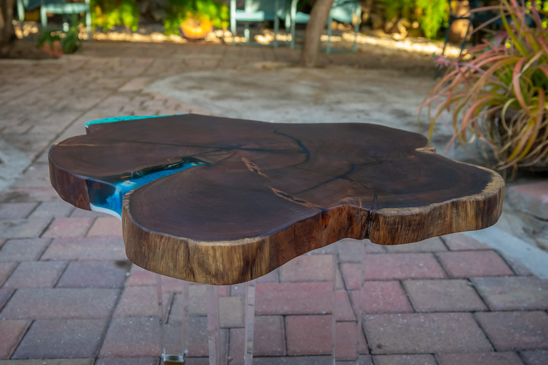 Blue Resin Oil Coffee Table