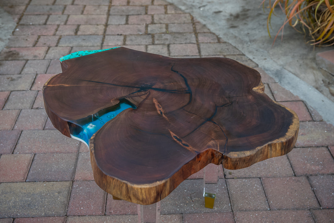 Blue Resin Oil Coffee Table