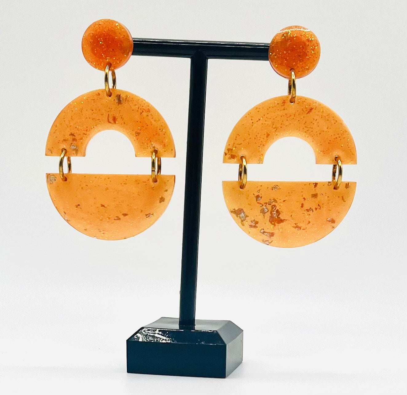 Round Orange Resin Earring