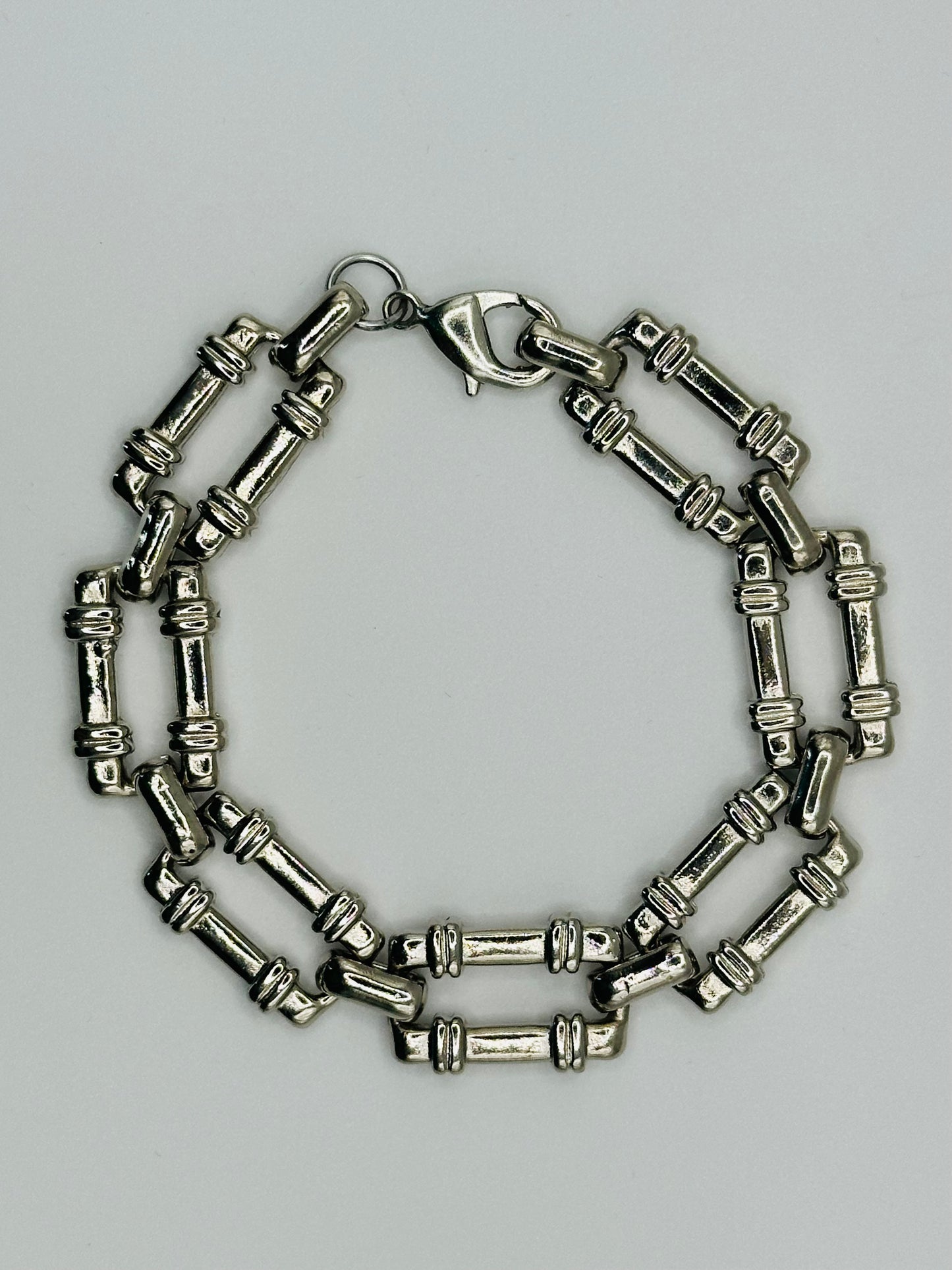 Bracelet & Chain Silver Square Set