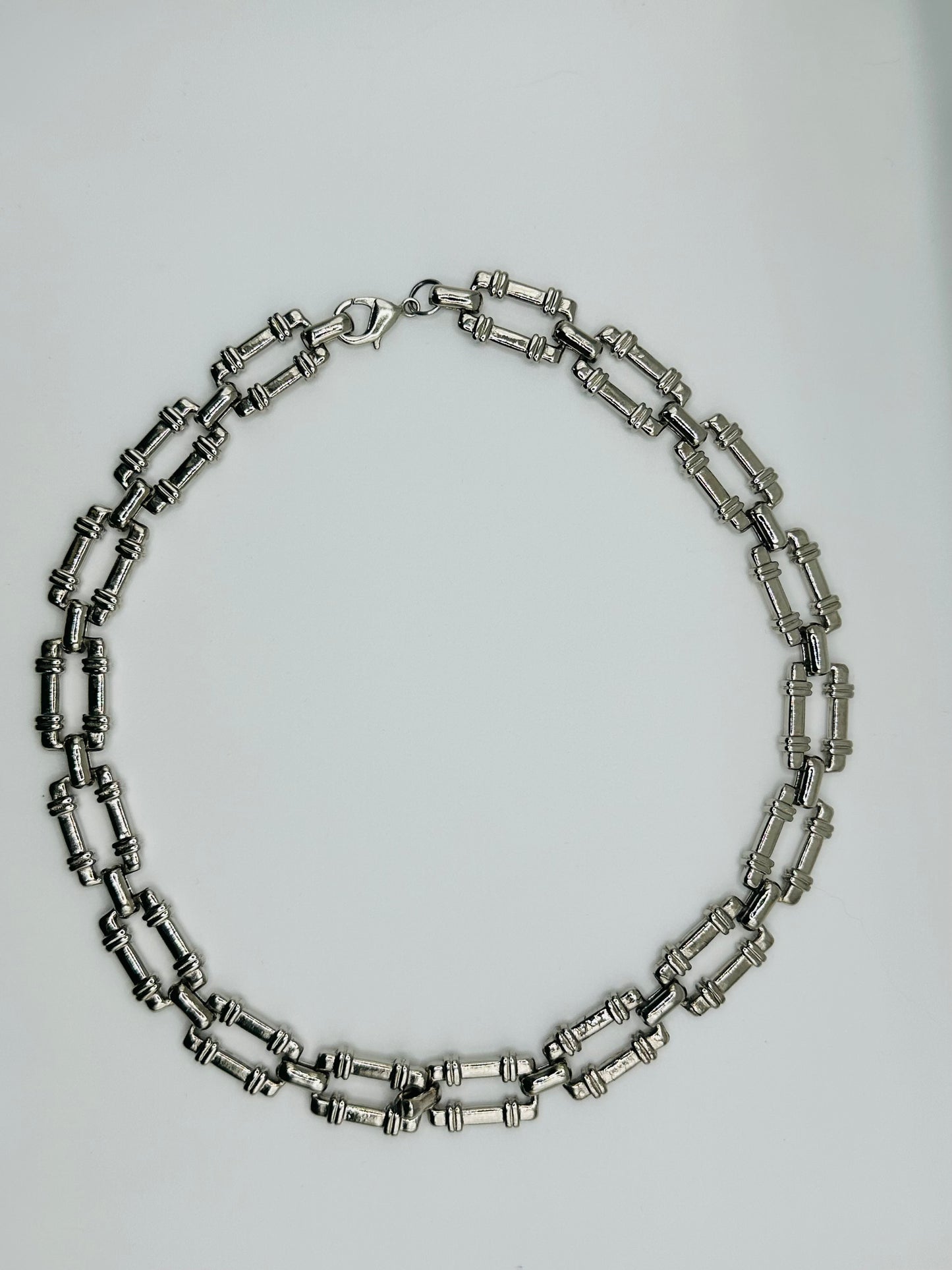 Bracelet & Chain Silver Square Set