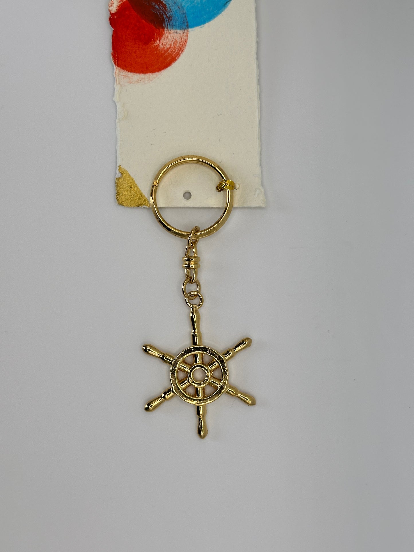 Keychain with Boat Wheel Gold Plated