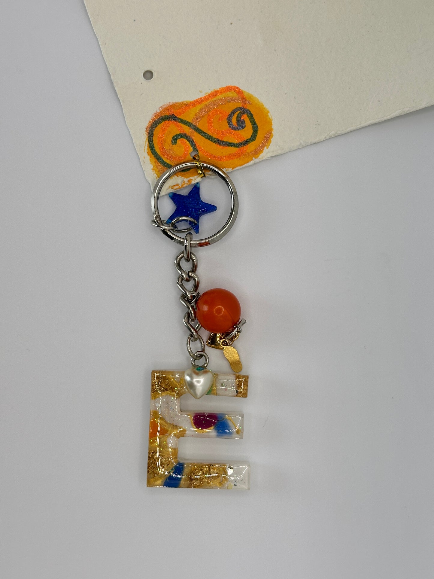 Keychain Alphabet letter E with additionals