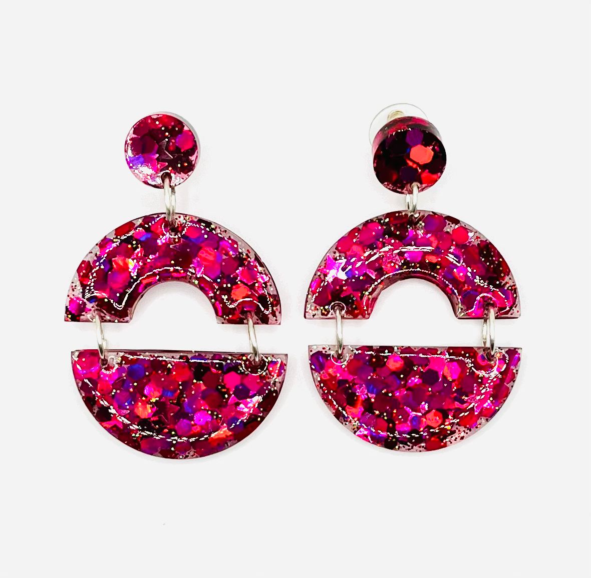 Red/Rose Sparkle Resin Earring