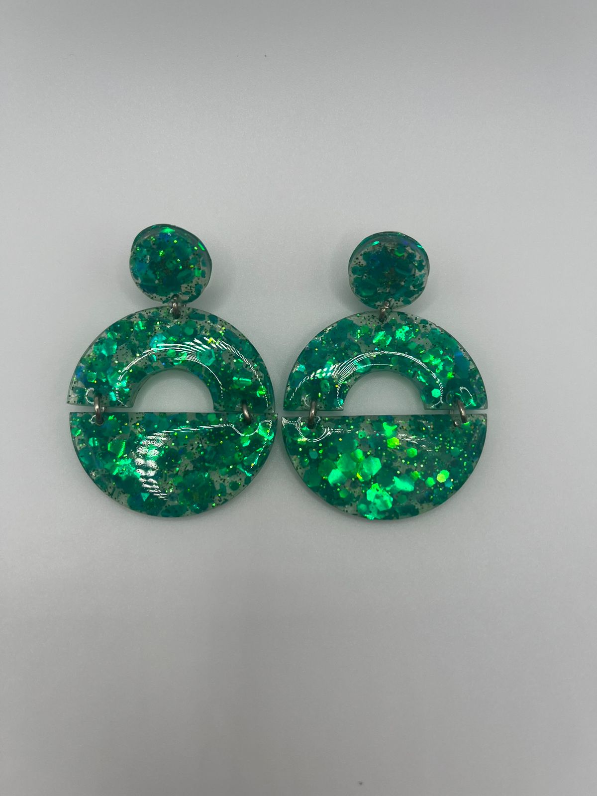 Green Sparkle Resin Earring
