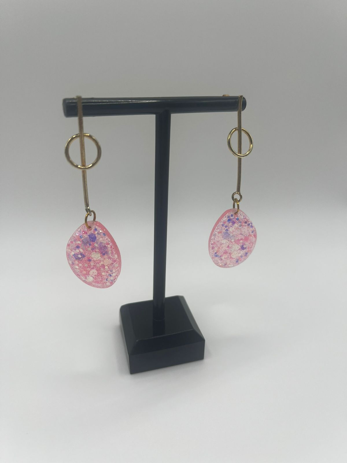 Light Pink Sparkling Resin Earring