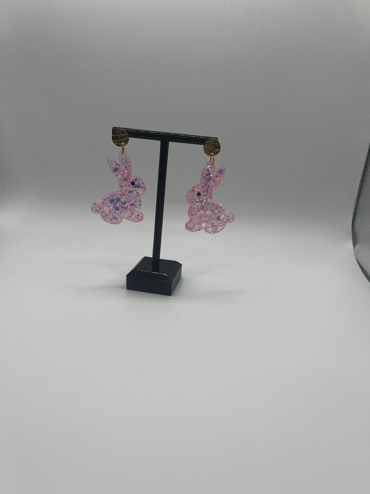 Pink Sparkle Bunny Resin Earring