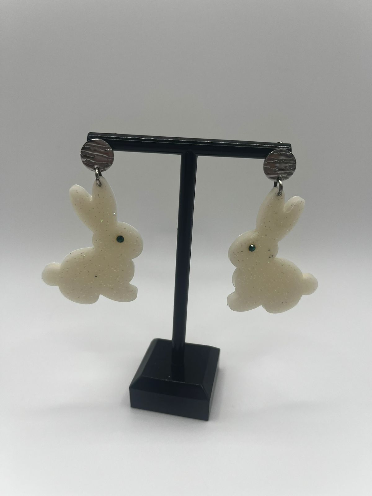 Pink Sparkle Bunny Resin Earring