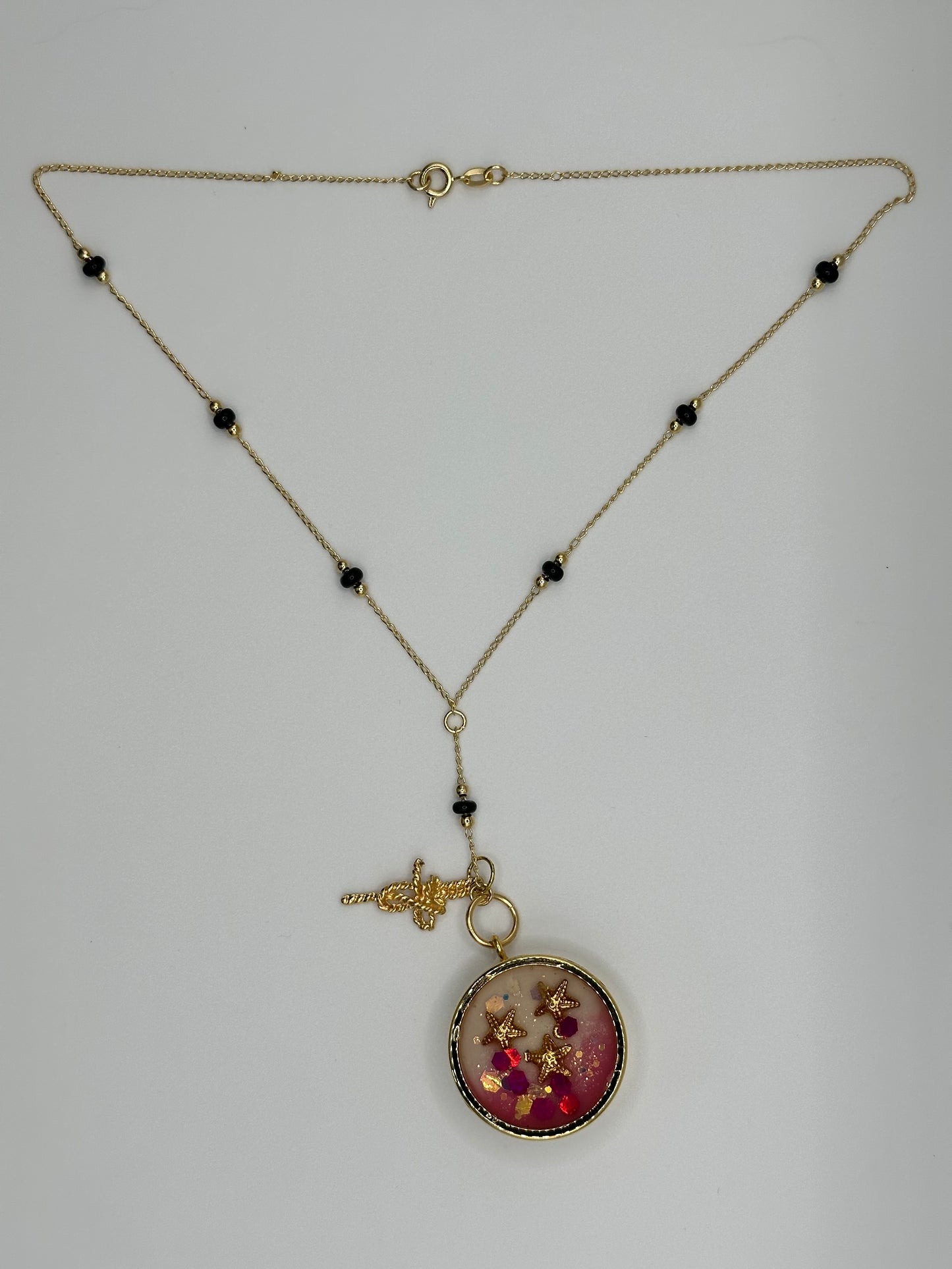 Chain with Copita Pink Sparkle with Sea Star Resin Gold Plated