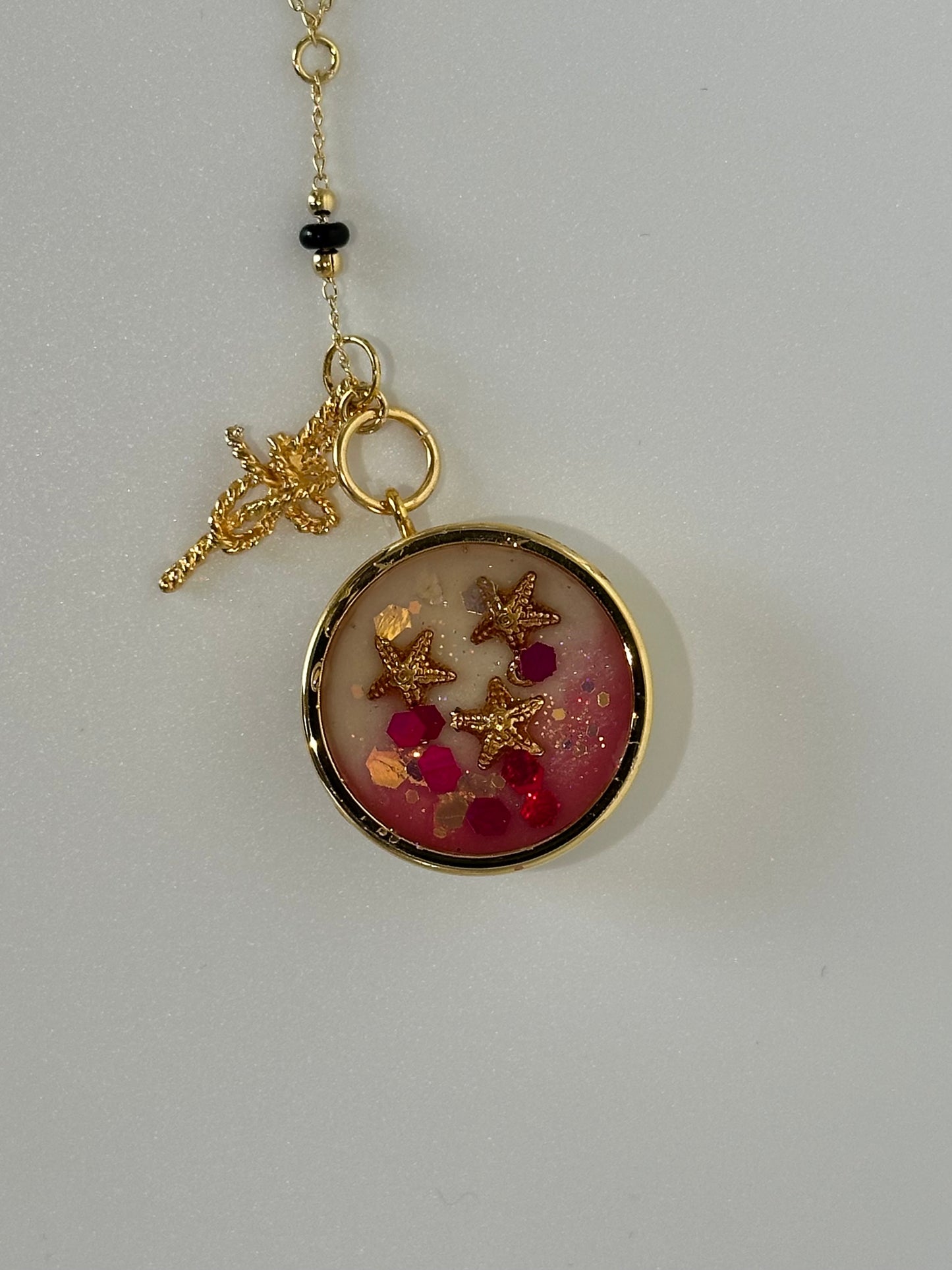Chain with Copita Pink Sparkle with Sea Star Resin Gold Plated