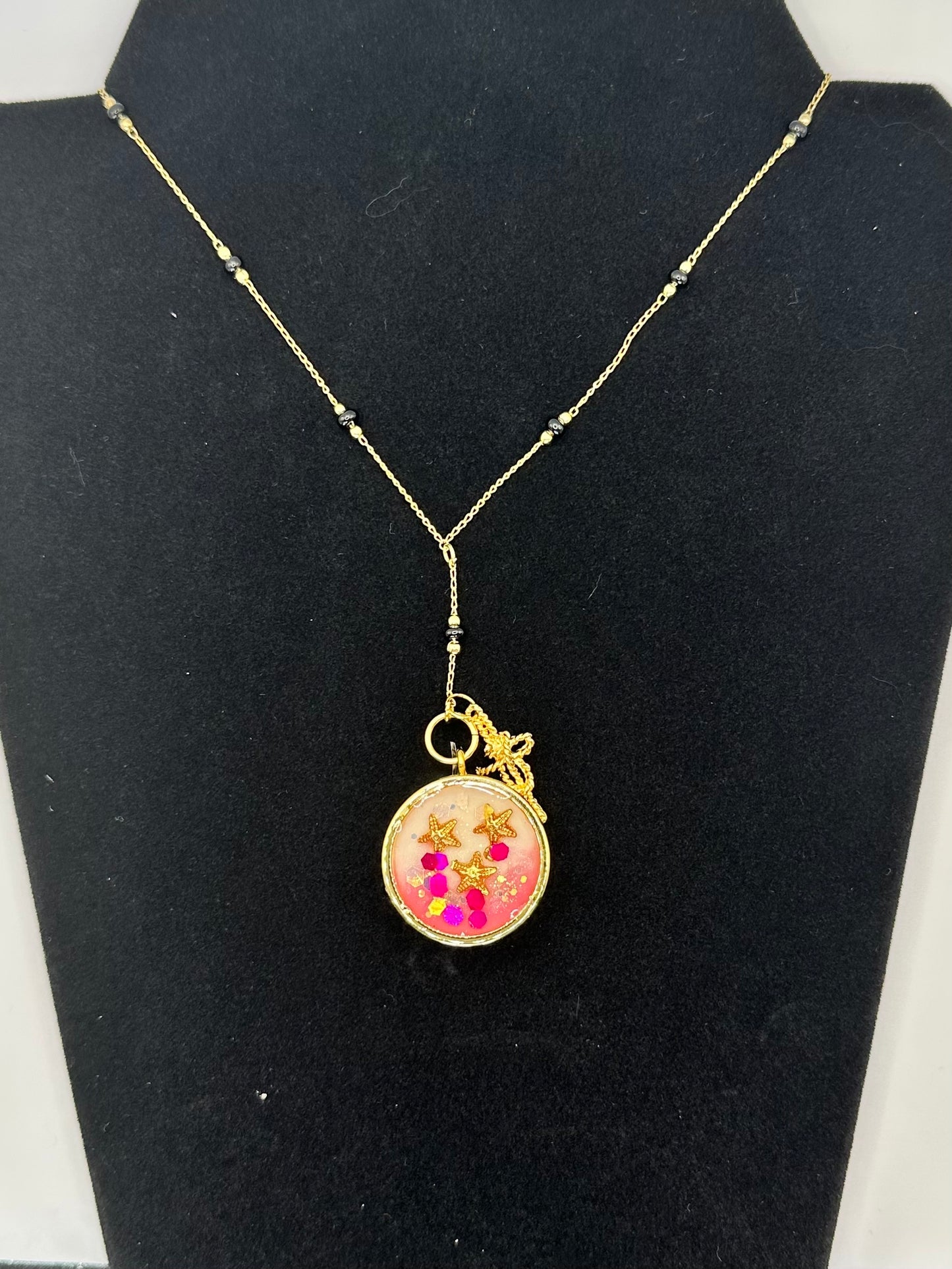 Chain with Copita Pink Sparkle with Sea Star Resin Gold Plated