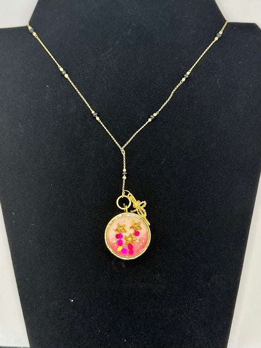 Chain with Copita Pink Sparkle with Sea Star Resin Gold Plated