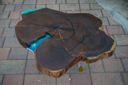 Blue Resin Oil Coffee Table