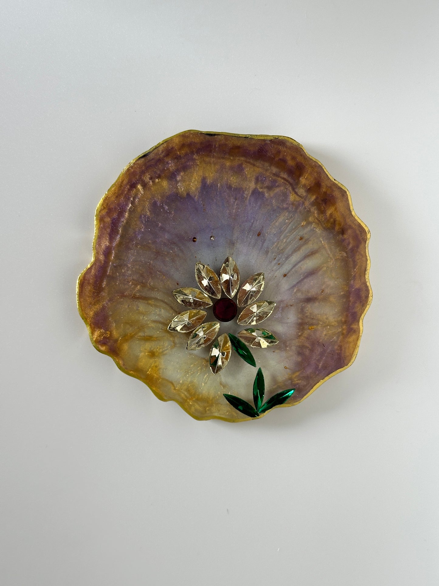 Coaster Set (4) with Purple and Flower & Sparkle in Resin