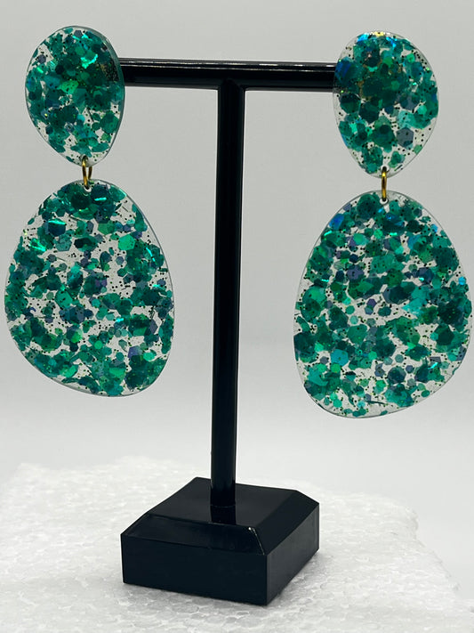 Hanging Green Resin Earring