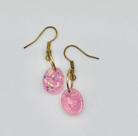 Small Hanging Pink Resin Earring