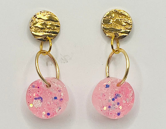Pink & Gold Resin Earring