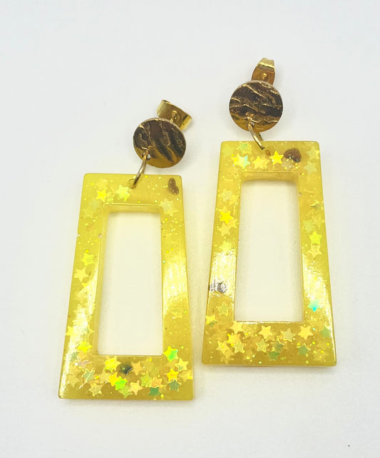 Square Yellow Resin Earring