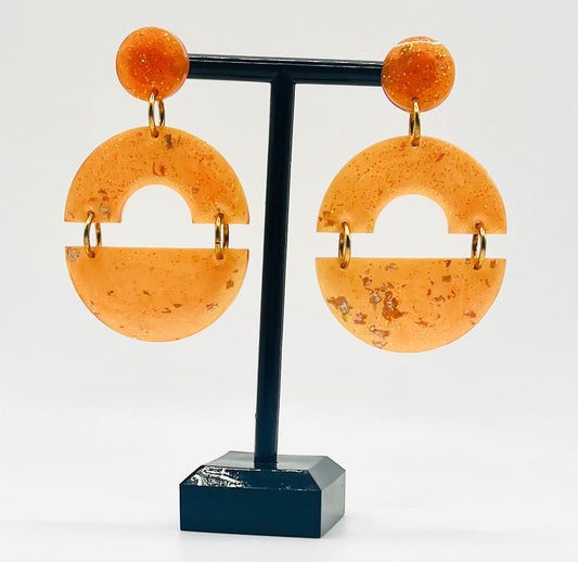 Round Orange Resin Earring