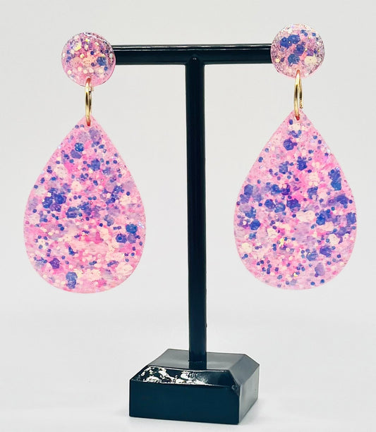 Teardrop Pink Resin Earring