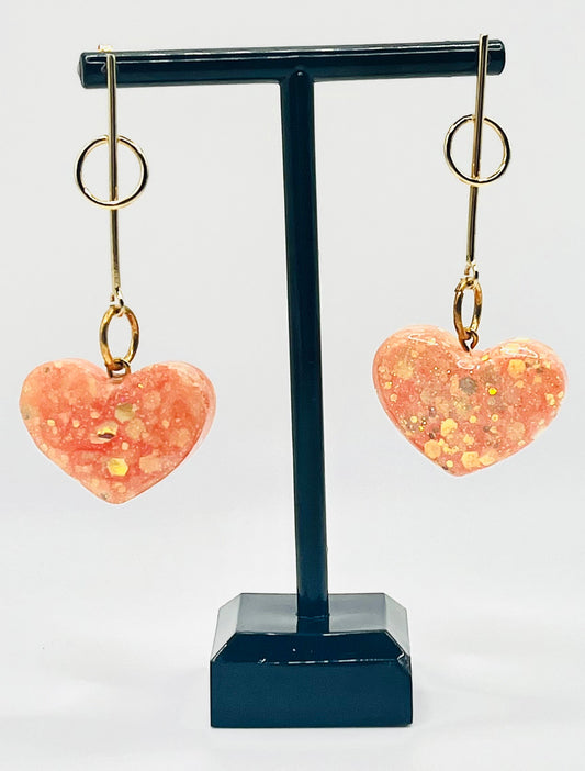 Heart Shaped Orange Resin Earring