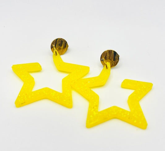 Star Shaped Yellow Resin Earring