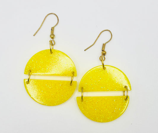 Round Shaped Yellow Resin Earring