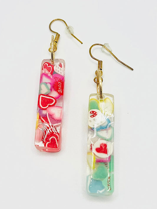 Multi Color Heart Resin Earring