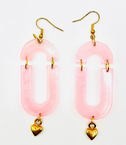 Light Pink & Heart Accent Resin Earring