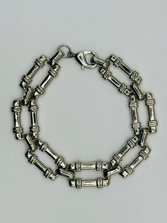 Bracelet & Chain Silver Square Set