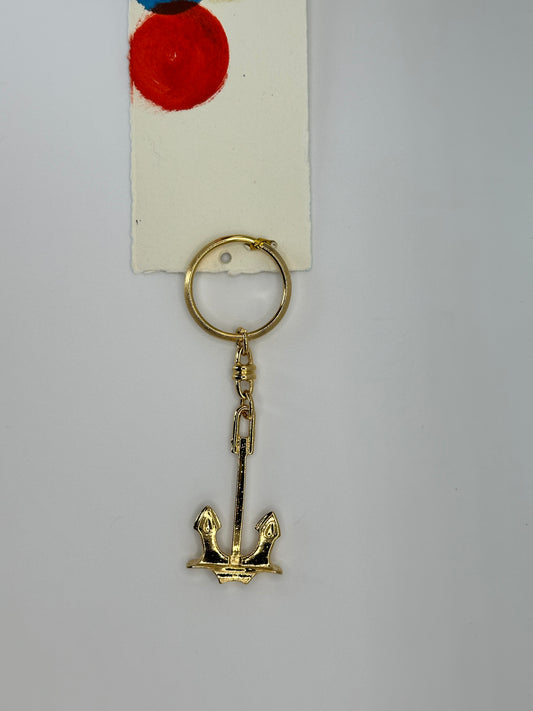 Keychain with Anchor Gold Plated