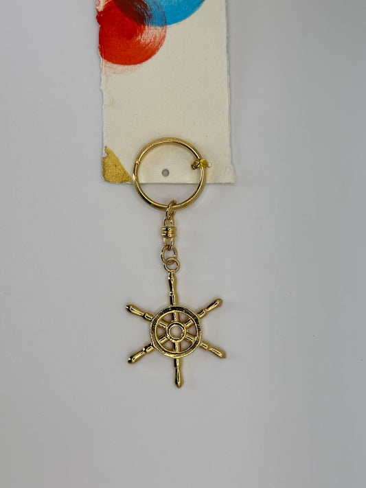 Keychain with Boat Wheel Gold Plated