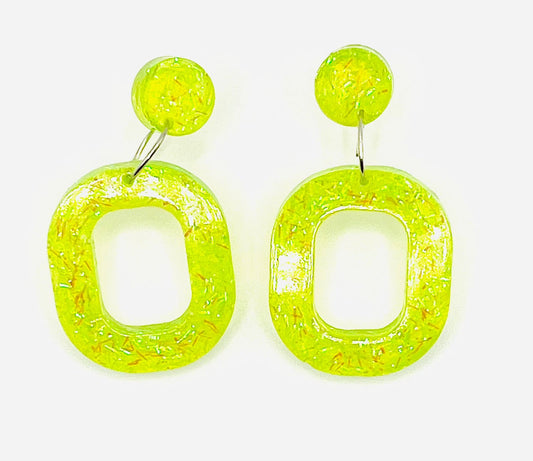 Yellow Sparkling Resin Earring