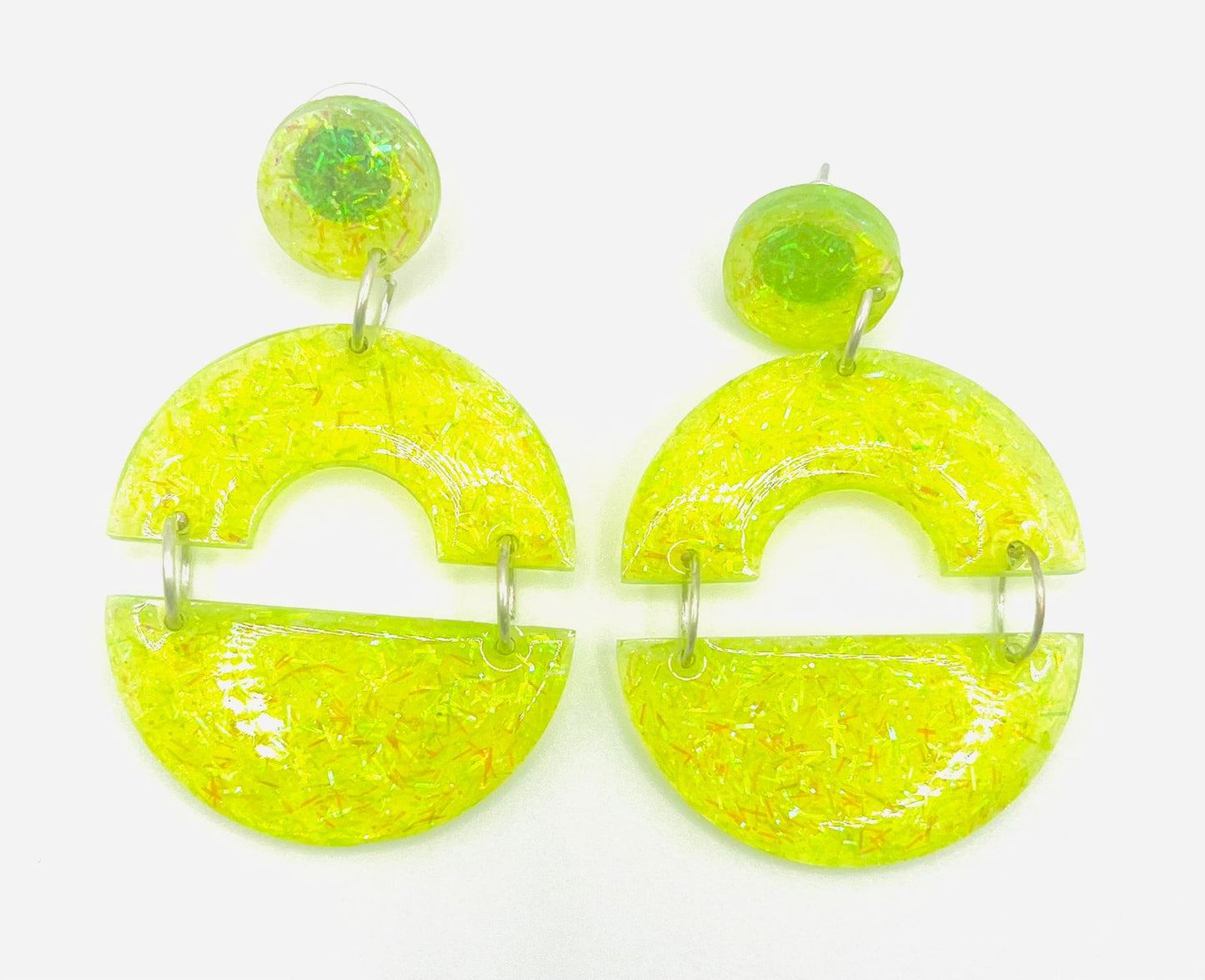 Yellow Sparkling Resin Earring