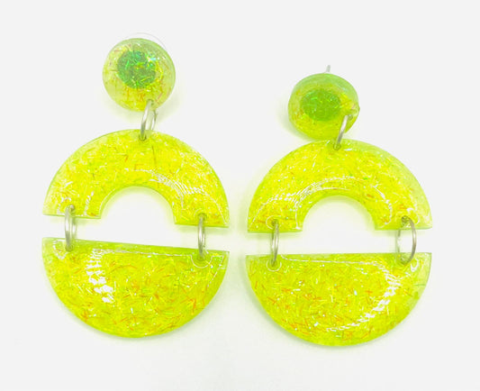 Yellow Sparkling Resin Earring