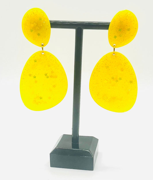 Yellow Sparkling Resin Earring