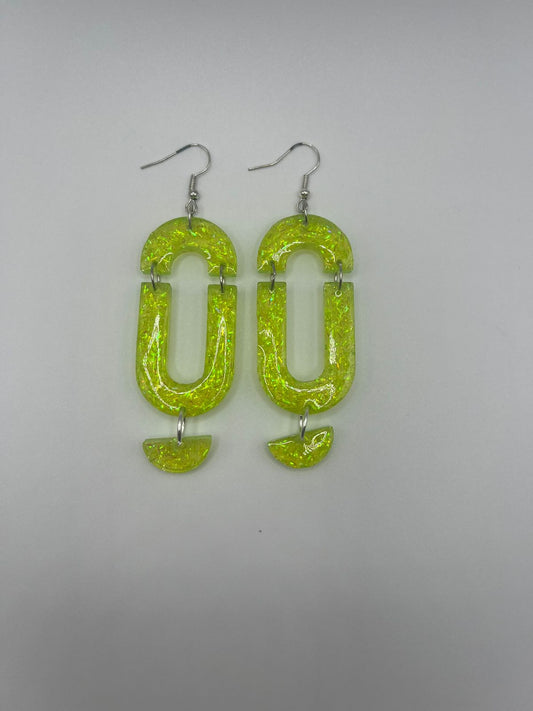 Yellow Neon Sparkle Resin Earring