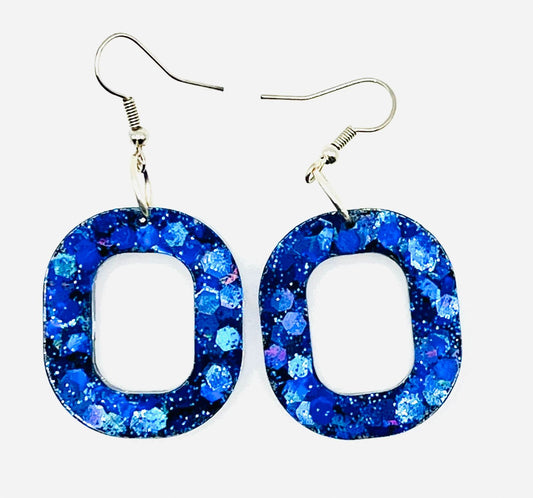 Blue Sparkle Resin Earring