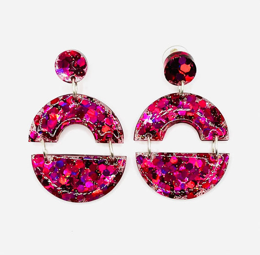 Red/Rose Sparkle Resin Earring