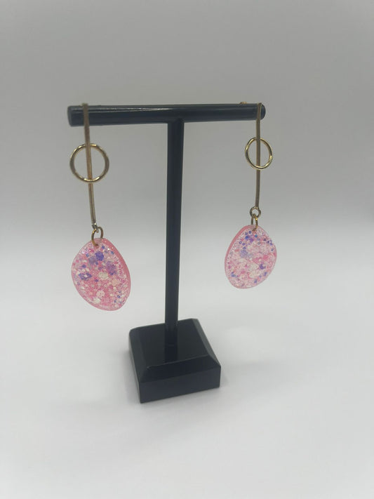 Light Pink Sparkling Resin Earring