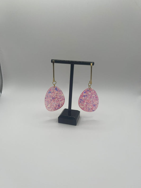 Light Pink Sparkling oval shape Resin Earring