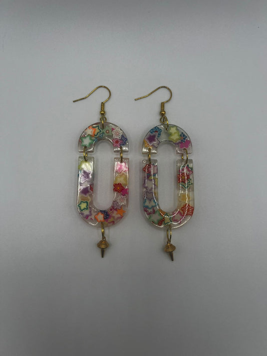 Multicolor oval split Resin Earring