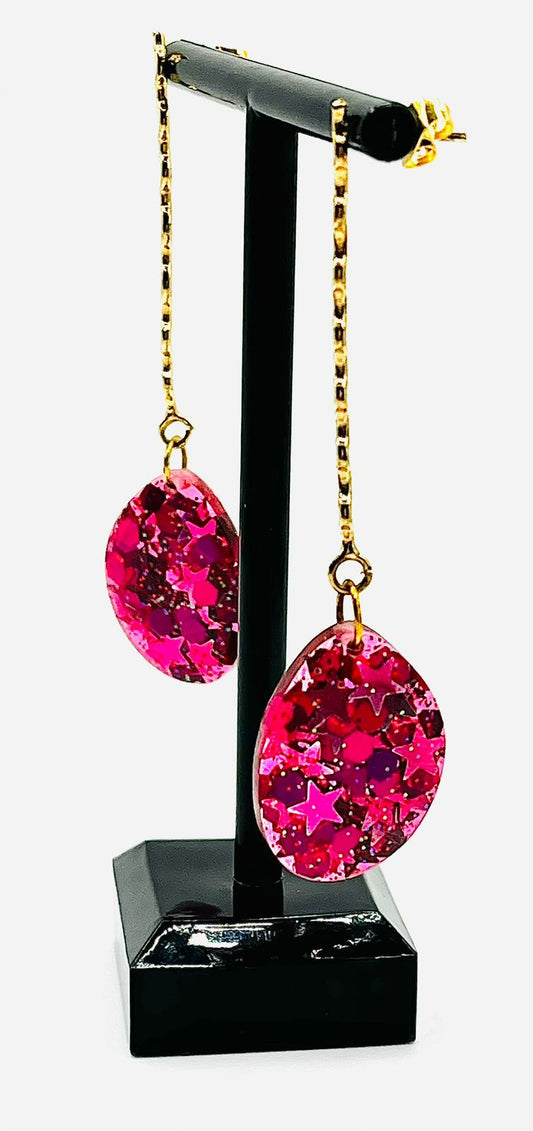 Red & Gold Small Resin Earring