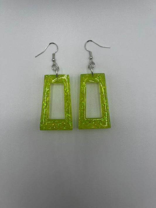 Yellow/Green Neon Sparkle Resin Earring