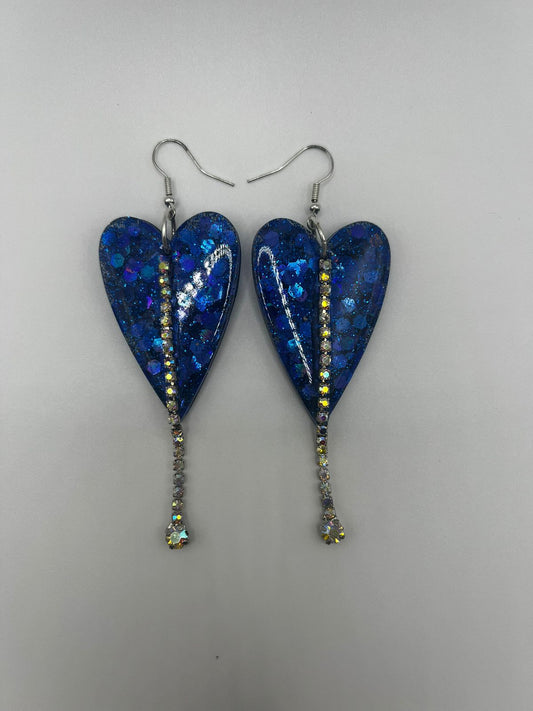 Blue with Sparkling Stones Resin Earring