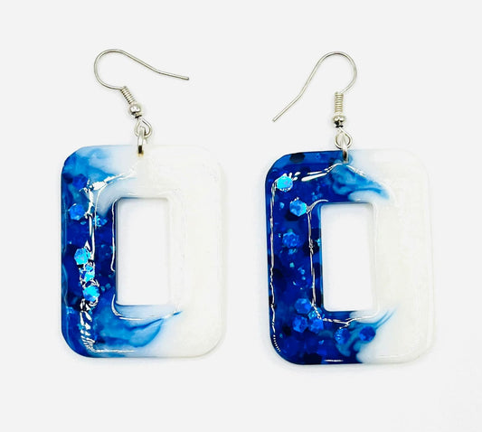 Blue & White Resin Earring
