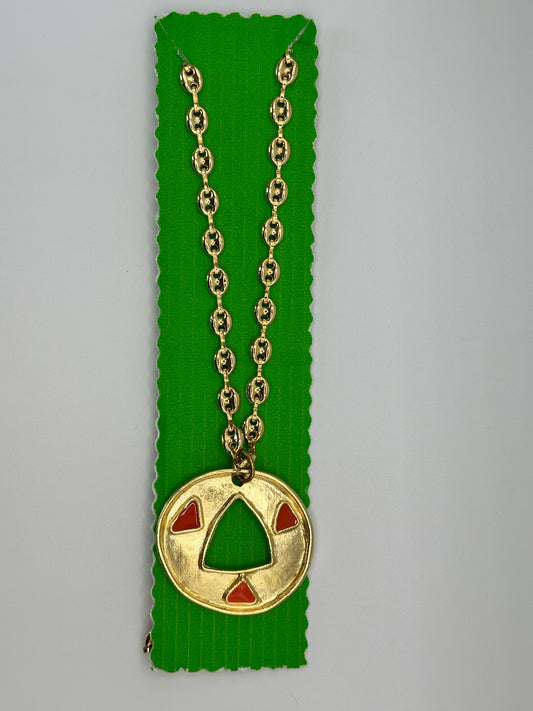 Chain with Pendant and orange Triangle Gold Plated